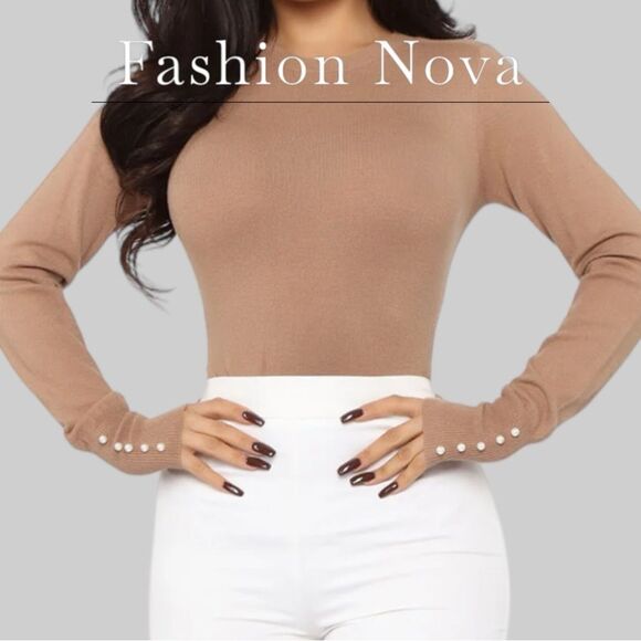 Fashion Nova Tops - Preowned Fashion Nova Doesn't Matter To Me Sweater - Camel - Small